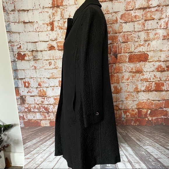 Marc Jacobs Black Textured Silk Blend Coat Snap Front Long Jacket Small - Picture 2 of 13